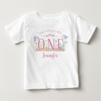 Watercolor Under the Sea Girl First Birthday Baby T-Shirt