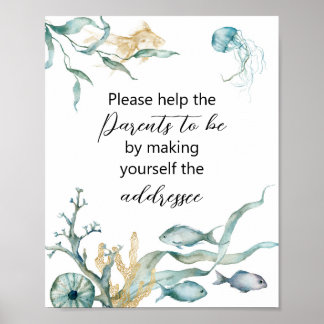Watercolor Under the Sea Jellyfish Addressee Sign