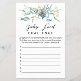 Watercolor Under the Sea Jellyfish Baby Food Game Flyer