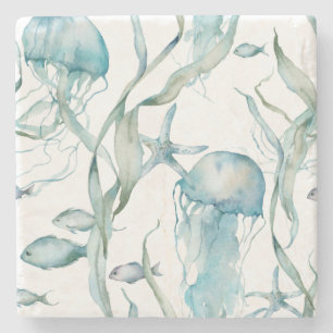 Watercolor Under the Sea Jellyfish Coasters