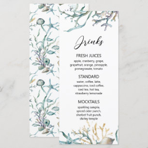 Watercolor Under the Sea Jellyfish Coral Reef Menu