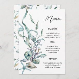 Watercolor Under the Sea Jellyfish Coral Reef Menu