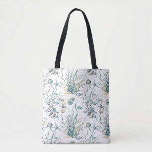 Watercolor Under the Sea Jellyfish Coral Reef Tote Bag