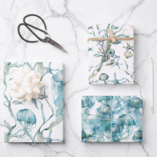 Watercolor Under the Sea Jellyfish Gift Wrap Paper