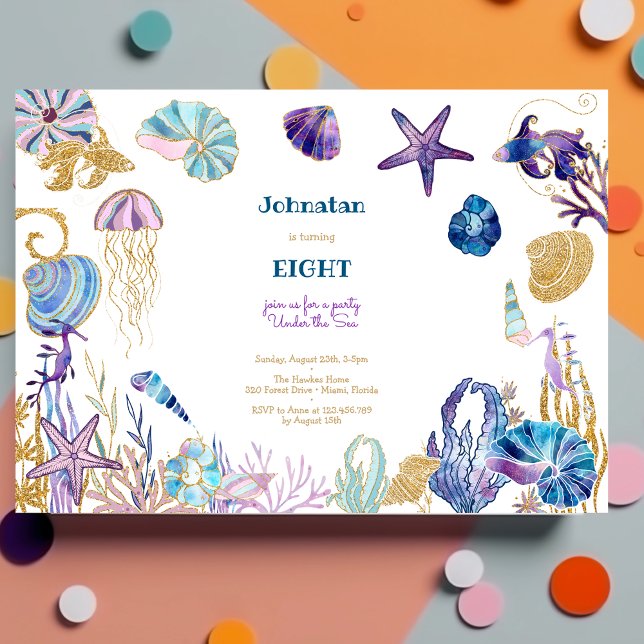 Watercolor Under the Sea kids birthday Invitation (Creator Uploaded)