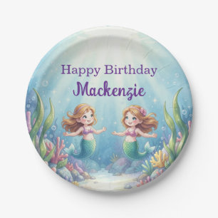 Watercolor Under the Sea Mermaid Birthday Party Paper Plate