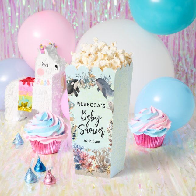 Watercolor under the sea neutral Baby Shower Favour Box (Party)