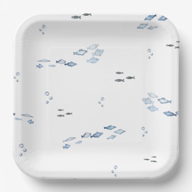 Watercolor Under the Sea Paper Plates (Front)