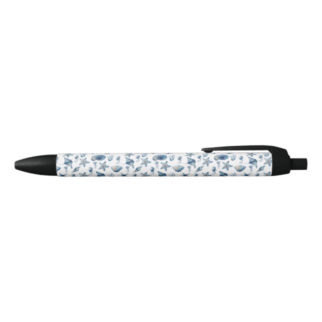 Watercolor Under The Sea Pattern Black Ink Pen (Top)