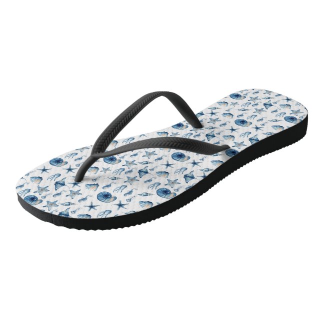 Watercolor Under The Sea Pattern Flip Flops (Angled)