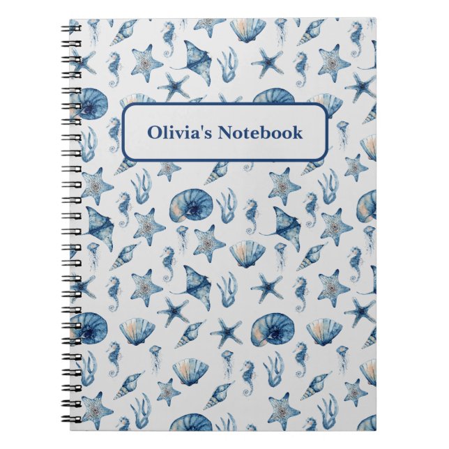 Watercolor Under The Sea Pattern Notebook (Front)