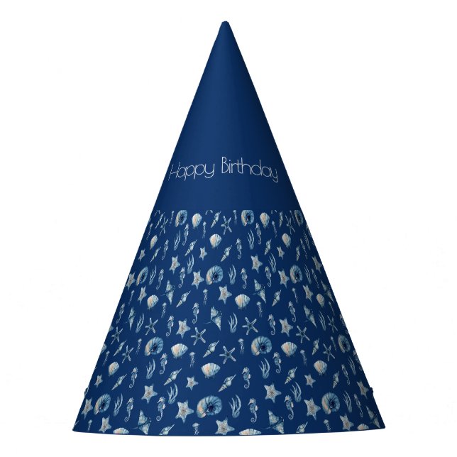 Watercolor Under The Sea Pattern Party Hat (Front)