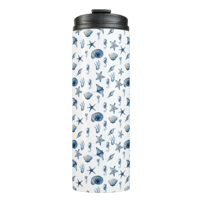 Watercolor Under The Sea Pattern Thermal Tumbler (Front)
