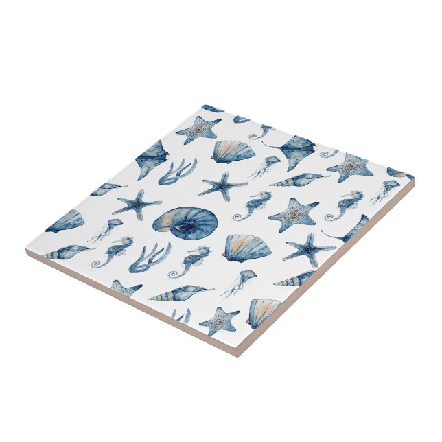 Watercolor Under The Sea Pattern Tile (Side)