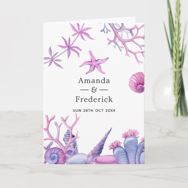 Watercolor Under the Sea Wedding Programme (Front)