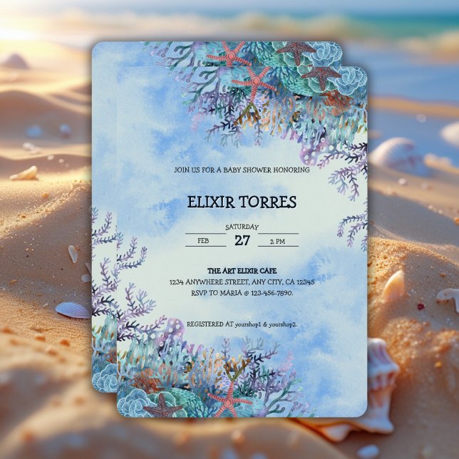 Watercolor Under the Sea Wonder Baby Shower Invitation (Creator Uploaded)