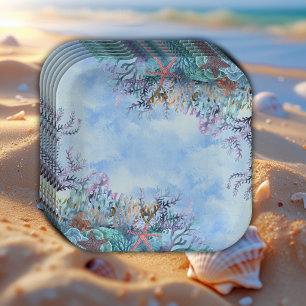 Watercolor Under the Sea Wonder Baby Shower Paper Plate