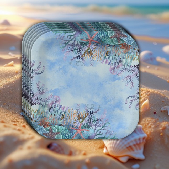 Watercolor Under the Sea Wonder Baby Shower Paper Plate (Creator Uploaded)