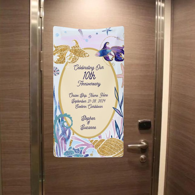 Watercolor Underwater Fish Anniversary Cruise Door Banner (Creator Uploaded)