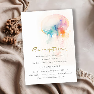 Watercolor Underwater Jellyfish Wedding Reception Enclosure Card