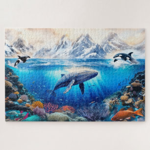 Watercolor underwater scene jigsaw puzzle