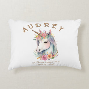 Watercolor Unicorn and Floral Wreath Decorative Cushion