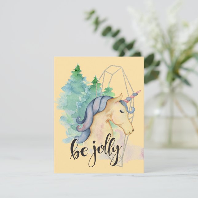 Watercolor Unicorn - Christmas Card (Standing Front)