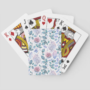 Watercolor Unicorn Crystals & Roses Pattern Playing Cards