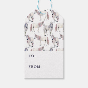 Watercolor Unicorn Fairy Tale Pattern Gift Tags
