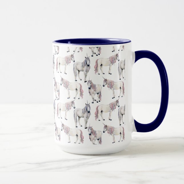 Watercolor Unicorn Fairy Tale Pattern Mug (Right)