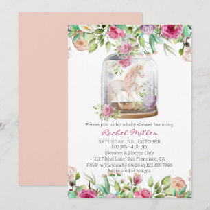 Watercolor Unicorn Floral Baby Shower Invitation
