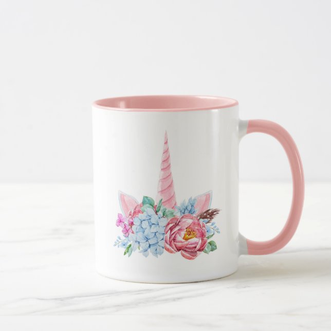 Watercolor Unicorn Floral Crown Mug (Right)