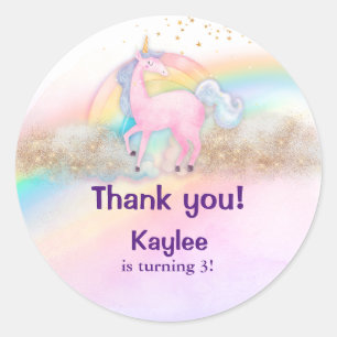 Watercolor Unicorn Holographic Classic Round Sticker