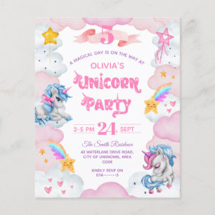 Watercolor Unicorn Kid Birthday Invitation