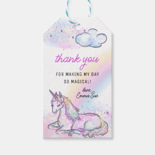 Watercolor Unicorn Magical Day Girl's Birthday Gift Tags