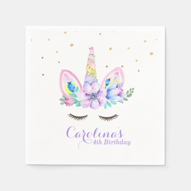 Watercolor Unicorn Napkin (Front)