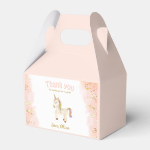 Watercolor Unicorn pastel glitter Birthday gable Favour Box