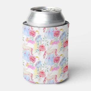 Watercolor Unicorn & Pegasus Pattern Can Cooler