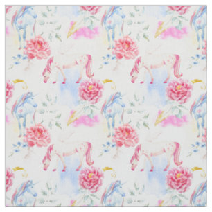 Watercolor Unicorn & Pegasus Pattern Fabric