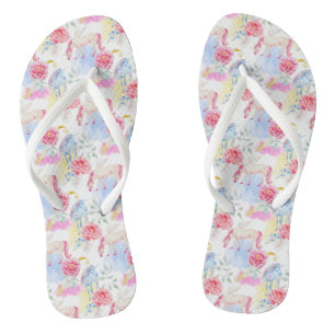 Watercolor Unicorn & Pegasus Pattern Flip Flops