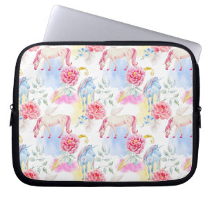 Watercolor Unicorn & Pegasus Pattern Laptop Sleeve