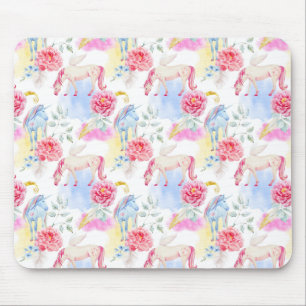 Watercolor Unicorn & Pegasus Pattern Mouse Mat