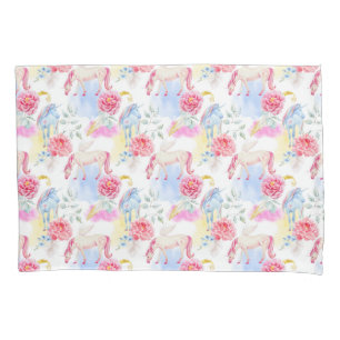 Watercolor Unicorn & Pegasus Pattern Pillowcase