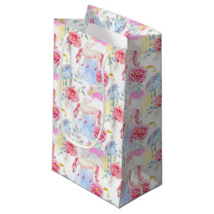 Watercolor Unicorn & Pegasus Pattern Small Gift Bag