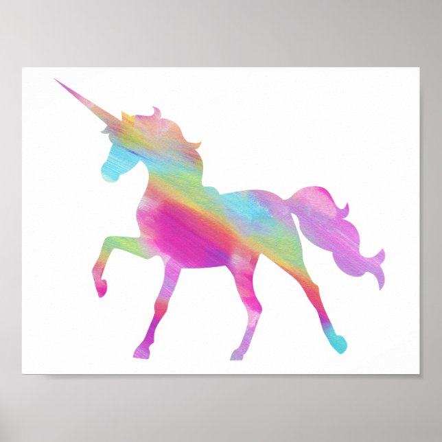 Watercolor Unicorn Poster - pick your background! (Front)