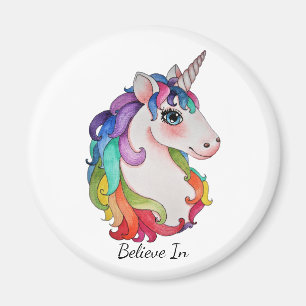 Watercolor Unicorn With Rainbow Hair Magnet