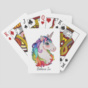Watercolor Unicorn With Rainbow Hair Playing Cards