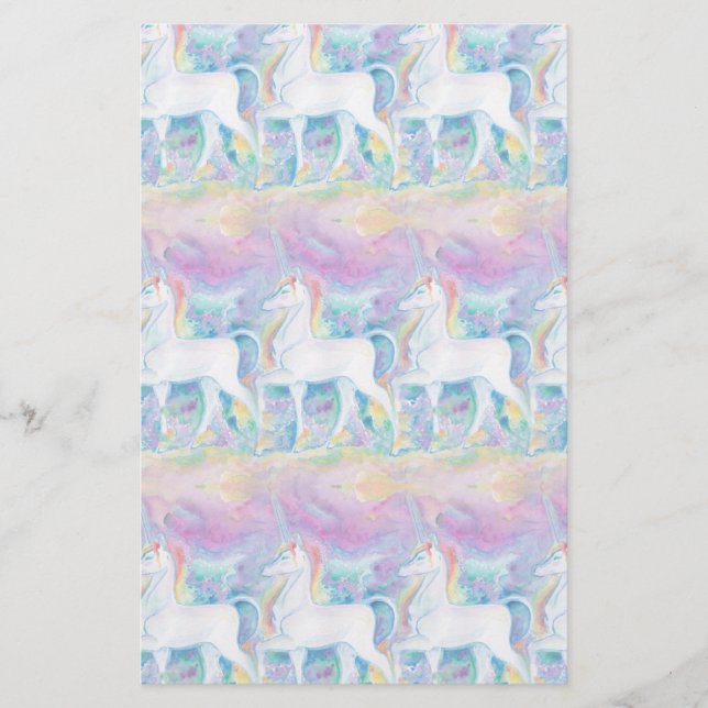 Watercolor Unicorns Stationery (Front)