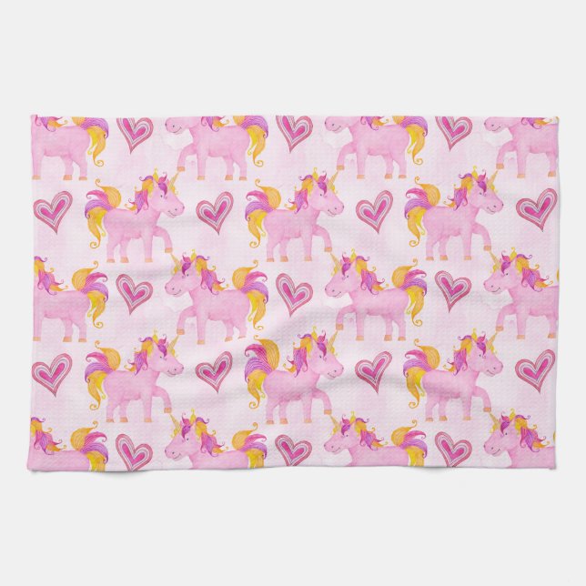 Watercolor Unicorns Tea Towel (Horizontal)