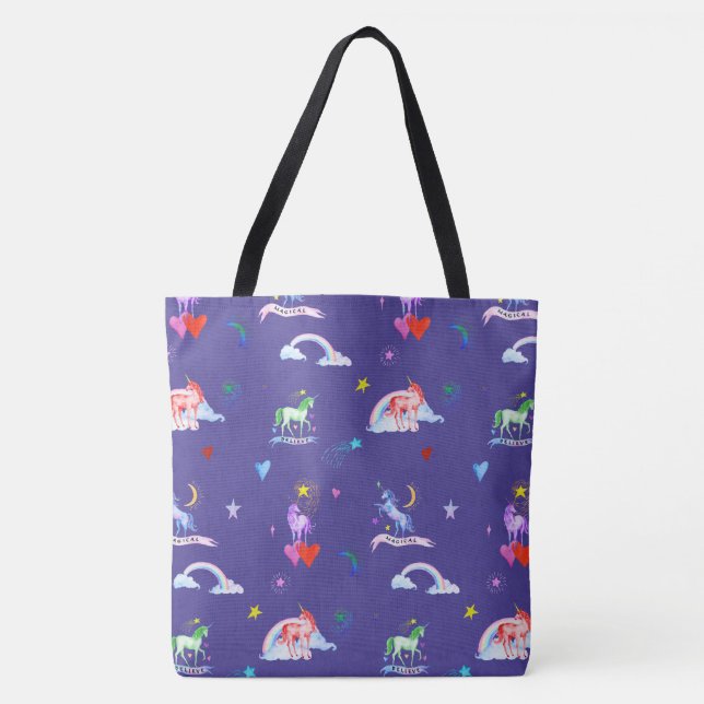 Watercolor Unicorns Tote Bag (Front)
